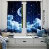 2Pcs Moon Curtains Blue Starry Sky Crescent Cumulus Curtain Suitable For Living Room Bedroom Hotel Dormitory A