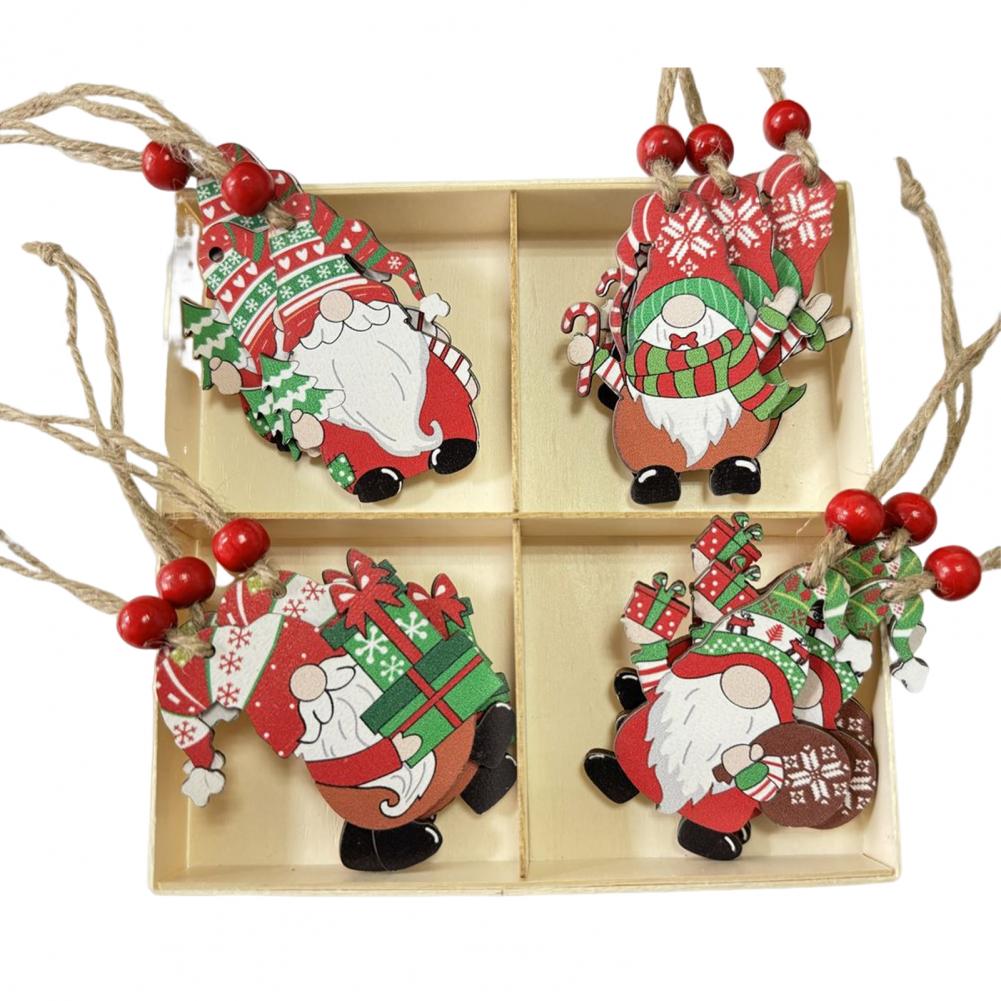 Holiday Charm Ornaments Christmas Gnome Shapes Christmas Wooden Ornaments Set Gnome Gingerbread Man Decorations for Xmas Tree