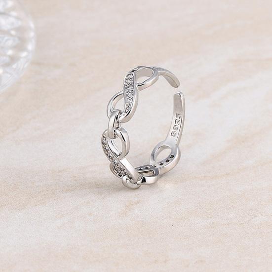 Yousheng Women Ring Hollow-out Shiny Rhinestone Inlaid Sparkling Adjustable Opening Decorative Gift Number 8 Infinity Love Finger Ring Fashion Jewelry