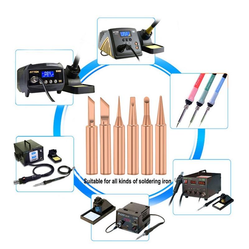 5 buc I + B + K + 2.4D + 3C Fier de lipit cupru pur 900M Set cap de fier de lipit în interiorul fierbinte de cupru fără vârf de fier de lipit electric