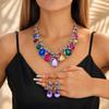 Women's Crystal Water Drop Necklace Earrings Jewelry Set Wedding Banquet Party Holiday Gift