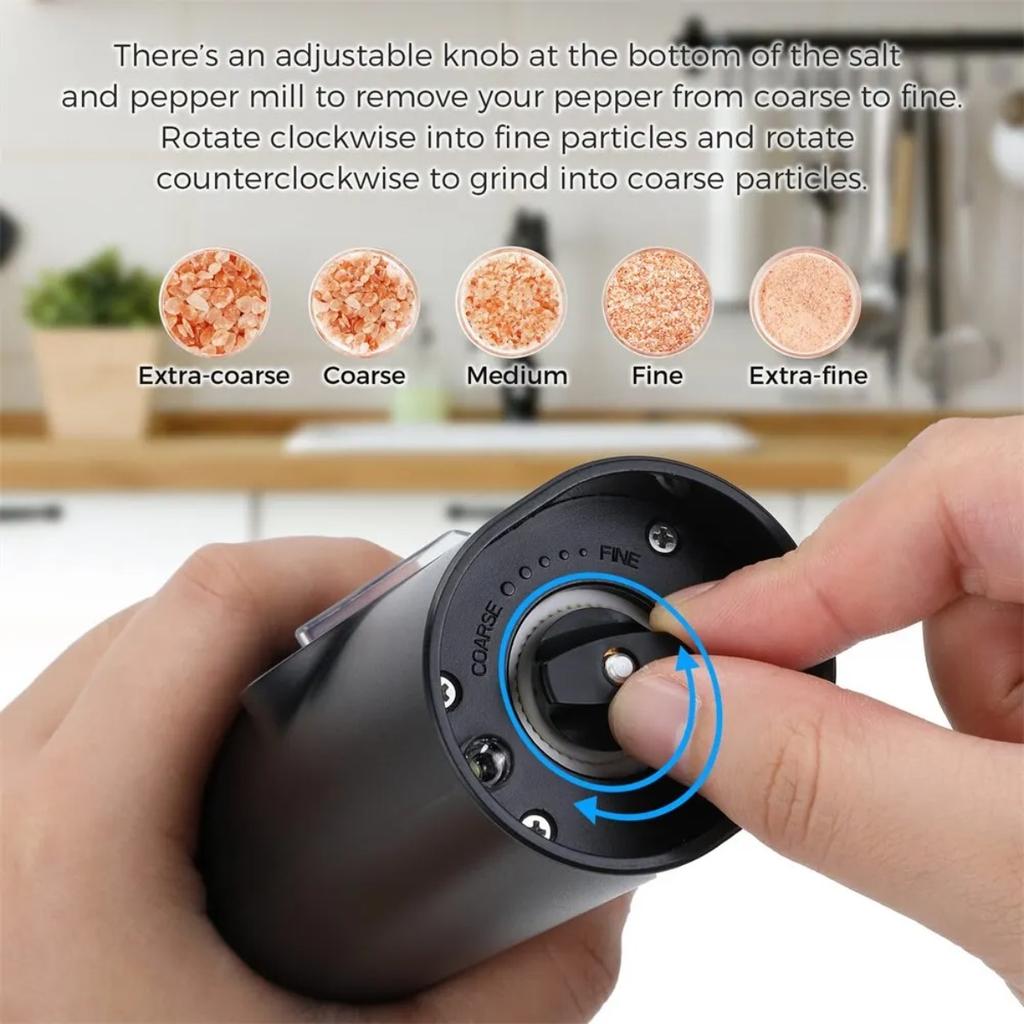 2/1 Pcs Battery-Powered Electric Salt And Pepper Grinder, Adjustable Coarseness Refillable Automatic Kitchen Gadget
