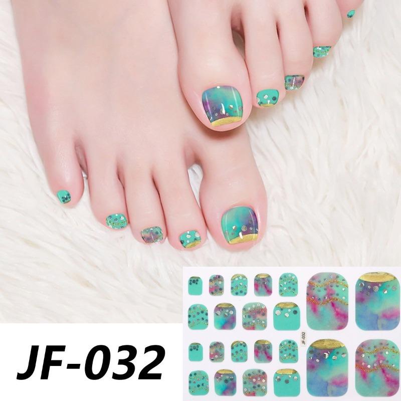 Naklejki na paznokcie u stóp w jednolitym kolorze, z brokatem i efektem kociego oka, wodoodporne, wybielające, pełne naklejki, naklejki na paznokcie u stóp, naklejki na paznokcie z efektem aurora