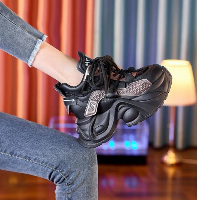 Platform Dad Shoes Women's 2025 Autumn New 10cm Small Inner Height Increase Women's Shoes Versatile Sports and Leisure Shoes