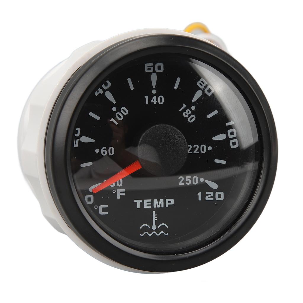 Water Temperature Gauge DC9‑32V Black Dial Bezel Celsius Fahrenheit 52MM Water Temp Gauge With Backlight for Boats