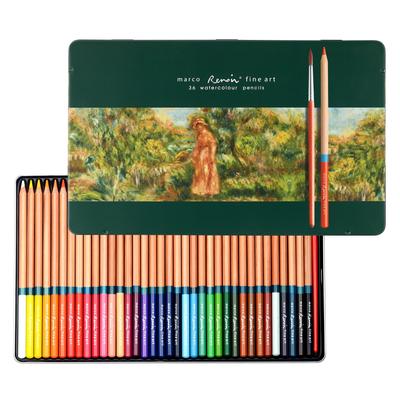 MARCO Watercolor Model Watercolor Pencils Brush Included Coarse Excellent Color Development Professional Colored Pencils for and Professional Artists