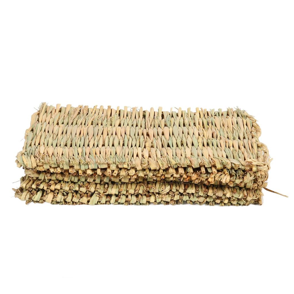 5PCS Rabbit Grass Mat 4 Season Universal Warm Grass Woven Bed Mat Bunny Bedding Nest for Guinea Pig Parrot Hamster Rat