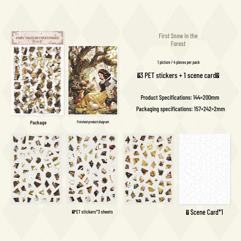 Beautiful Day Retro Fairytale Scenery Puzzle Stickers - 4 Styles for Journals