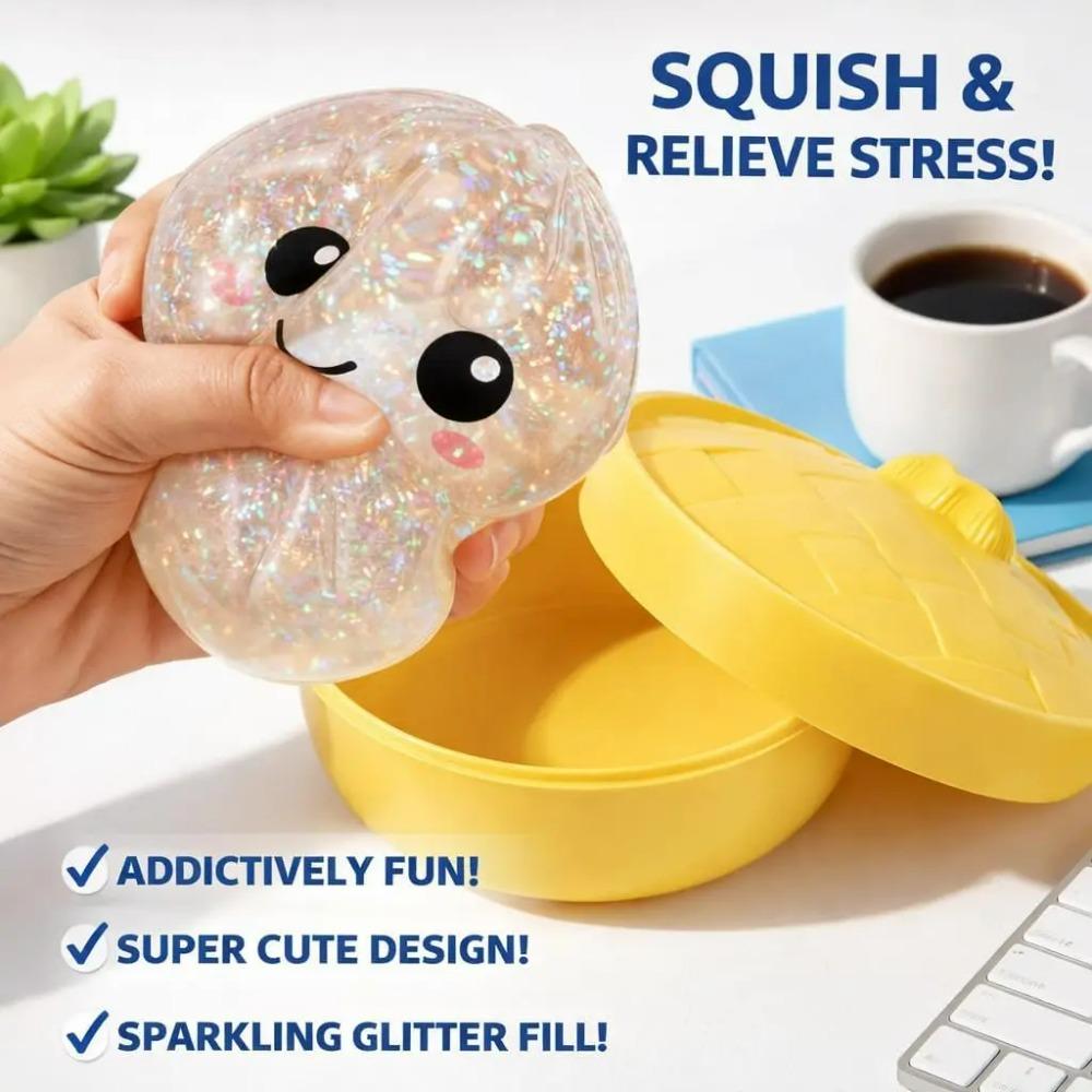Fun Glitter Dumpling, Glitter Dumpling Squishy Box Dumplings Squishy Anxiety Relief Fidget Soft Squeeze Decompression Dough