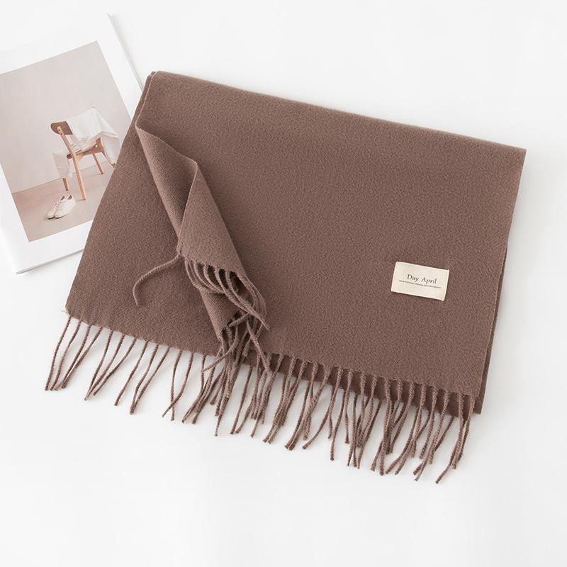 Cashmere feel solid color scarf women's imitation cashmere autumn and winter atmosphere versatile medium and long shawl scarf