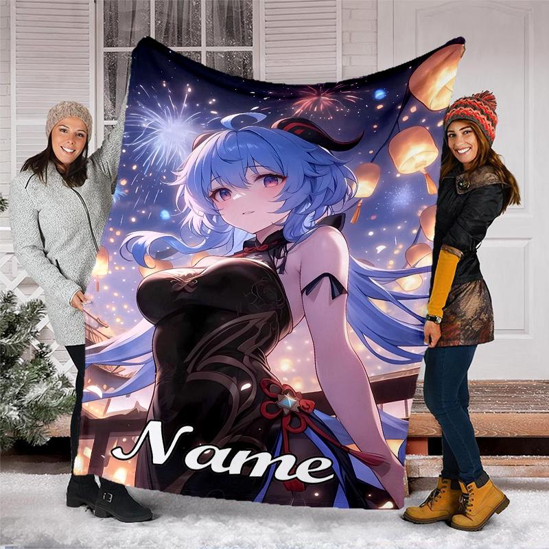 Personalized Custom Name Blanket - Genshin Impact characters Print Design,Blanket for Sofa,Bed,Travel,Camping - Soft and Warm, Great Gift