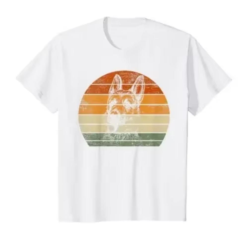 

Немецкая овчарка Подарки для женщин и мужчин Футболка с принтом овчарки Футболки с рисунком Мужская одежда Винтажная футболка XXXXXL коричневый