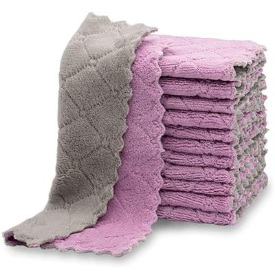 Lot de 10 chiffons de nettoyage double face absorbants en microfibre pour meubles, verres, vaisselle, cuisine, antiadhésifs