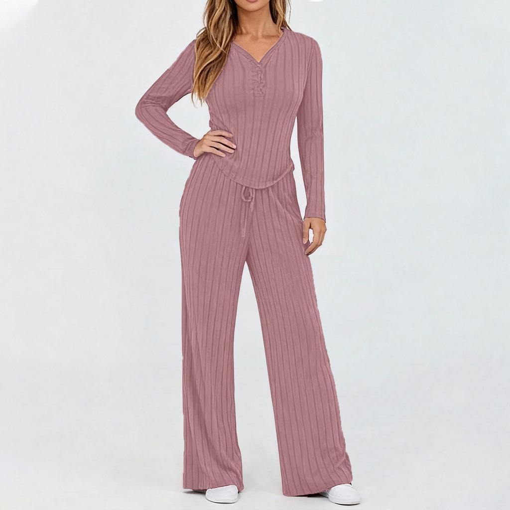 Women's 2 Piece Solid Color Casual Sportswear Long Pants Set