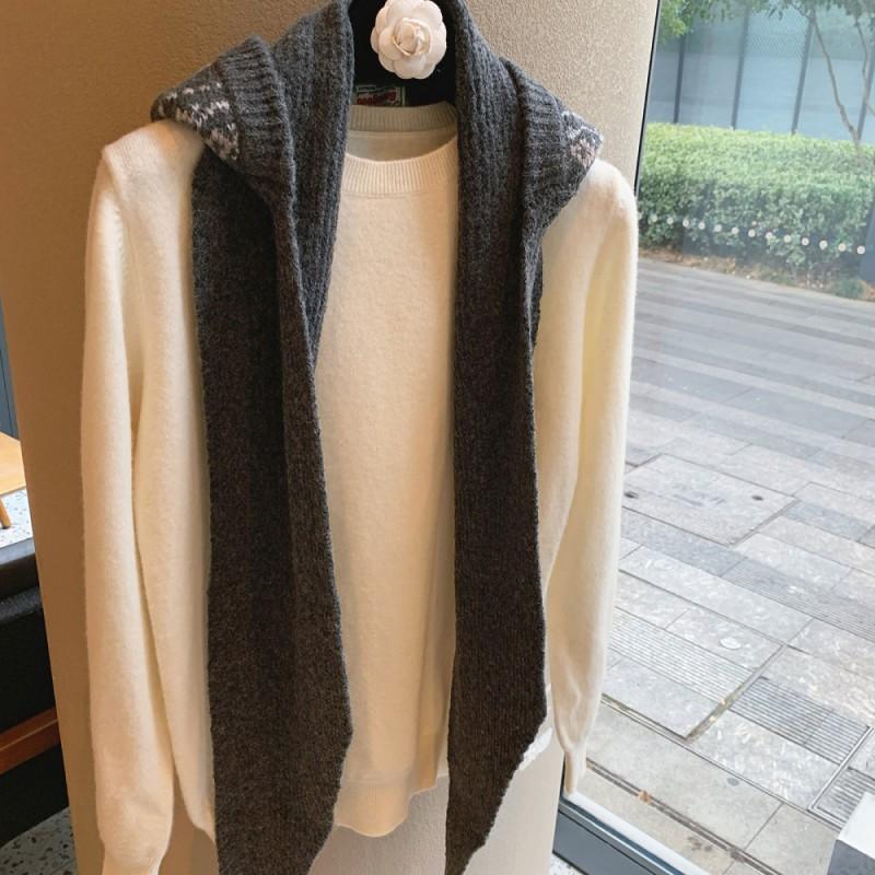 Knitted Balaclava Beanie With Scarf Combo Women Men Winter Warm Windproof Hooded Hat In Neutral Styles