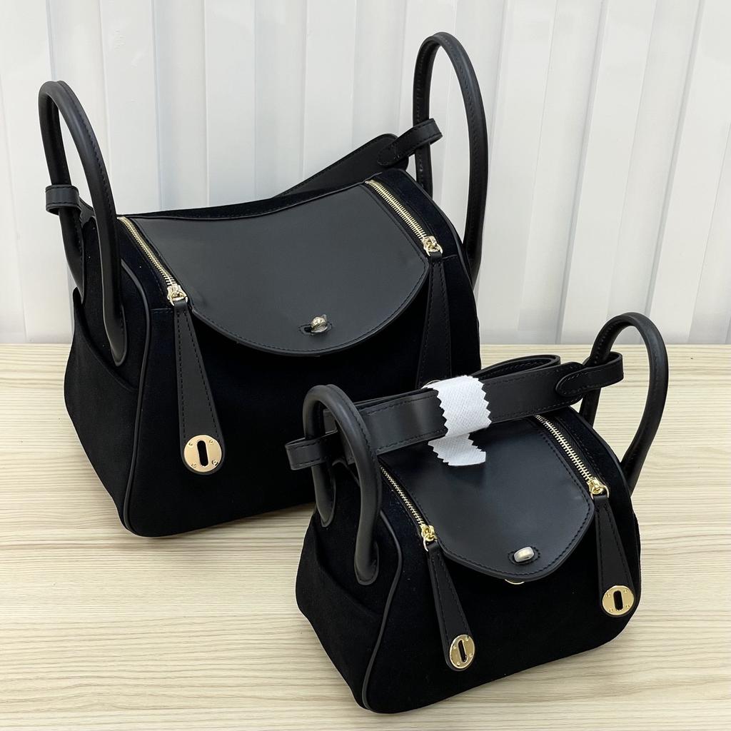 Autumn and Winter New Matte Leather LD Bag Suede Splicing Cowhide Large-capacity Pillow Handbag Women's Shoulder Doctor Bag