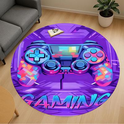 1PC Gamer Controller Round Chair Mat Area Rug - Non-Slip, Floor Mat for Office, Bedroom, and Indoor Decor -Gift D1127193