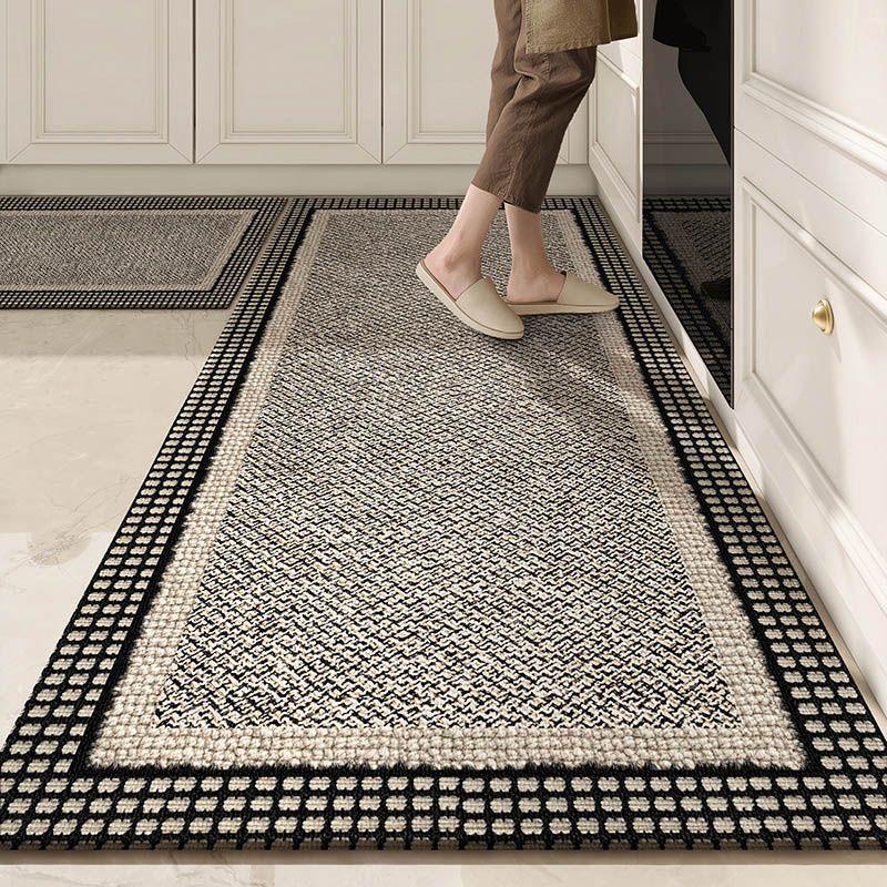 Thicken Belgian Velvet Kitchen Floor Mat Kitchen Carpet Foot Mats Long Area Rugs Carpet for Living Room Absorbent Foot Mats Bedroom Door Mat