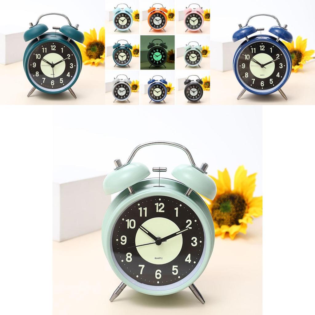 Battery-powered Round Nighttime Luminous Alarm Clock For Bedroom Table
