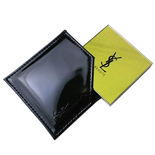Yves Saint Laurent YSL Mirror with Logo, Black and Gold, Protective Case, Mini, Small, Portable, Makeup, Cosmetics, Overseas Exclusive