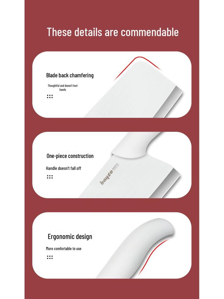 Beige Keramik-Hackmesser für Frauen – Großes, verdicktes, schärffreies Messer für Fleisch & Babynahrung.