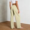 Damen High Waist Wide Leg Hose mit elastischem Bund Lockerer Schnitt Leichter fließender Stoff mit Taschen für Freizeitkleidung