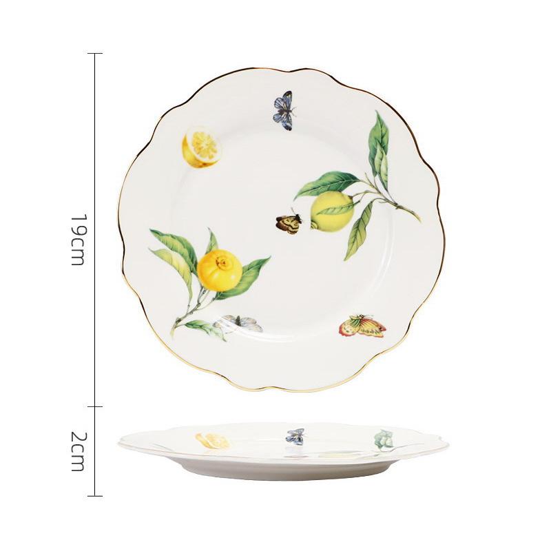 

Европейский узор лимона Керамическая тарелка для стейка Миска Кухонные столовые приборы Фруктовница Сахарница Посуда Полная таблица