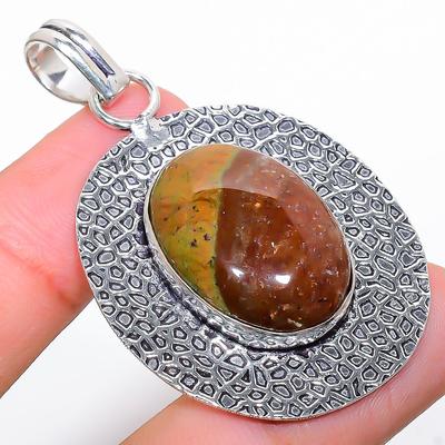 Mookaite Handmade Gemstone 925 Sterling Silver Jewelry Pendant 2.13" J8T64