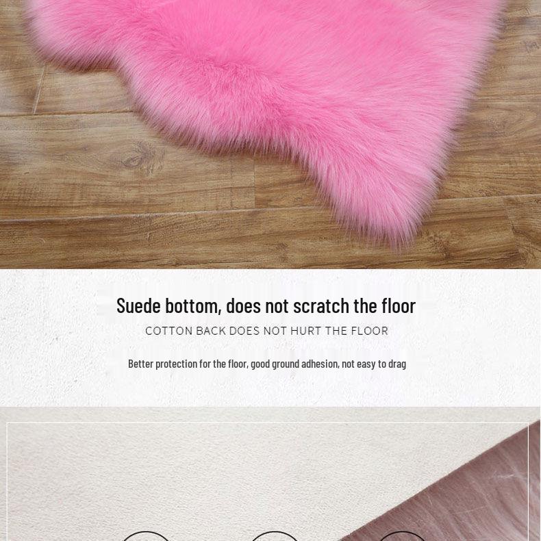 Girly Irregular-Shaped Faux Wool Plush Carpet for Bedroom, Living Room, or Bay Window