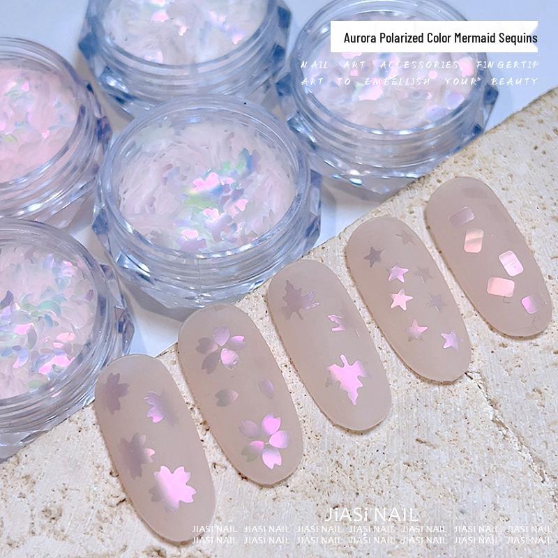 Iridescent Mermaid Nail Art Glitter & Stickers: Butterfly, Star, Irregular Shapes
