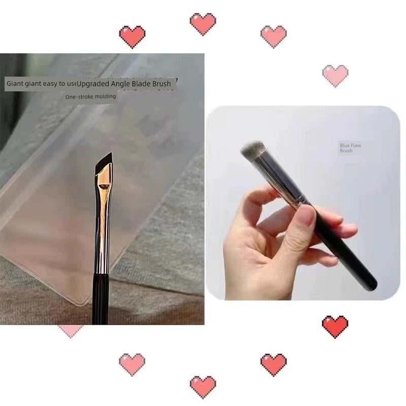 Blade Flat Ultra-Thin Oblique Head Dedicated Eyeliner Brush Upgraded Angled Eyeliner Brush + Round Lip Brush
