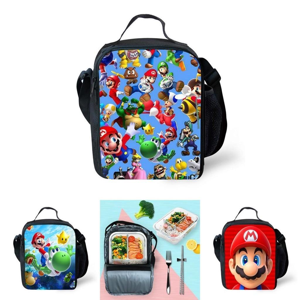 Super Mario Kids Insulated Lunch Bag Durable Oxford School Travel Picnic Bag