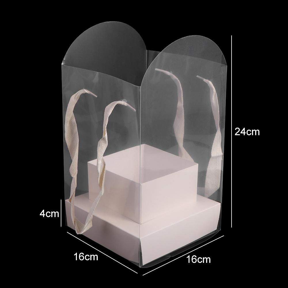 Transparent Handheld Flower Box Paper Box Packing Material Bouquet Wrapping Bag Portable Handbag Flower Bag Weding Party