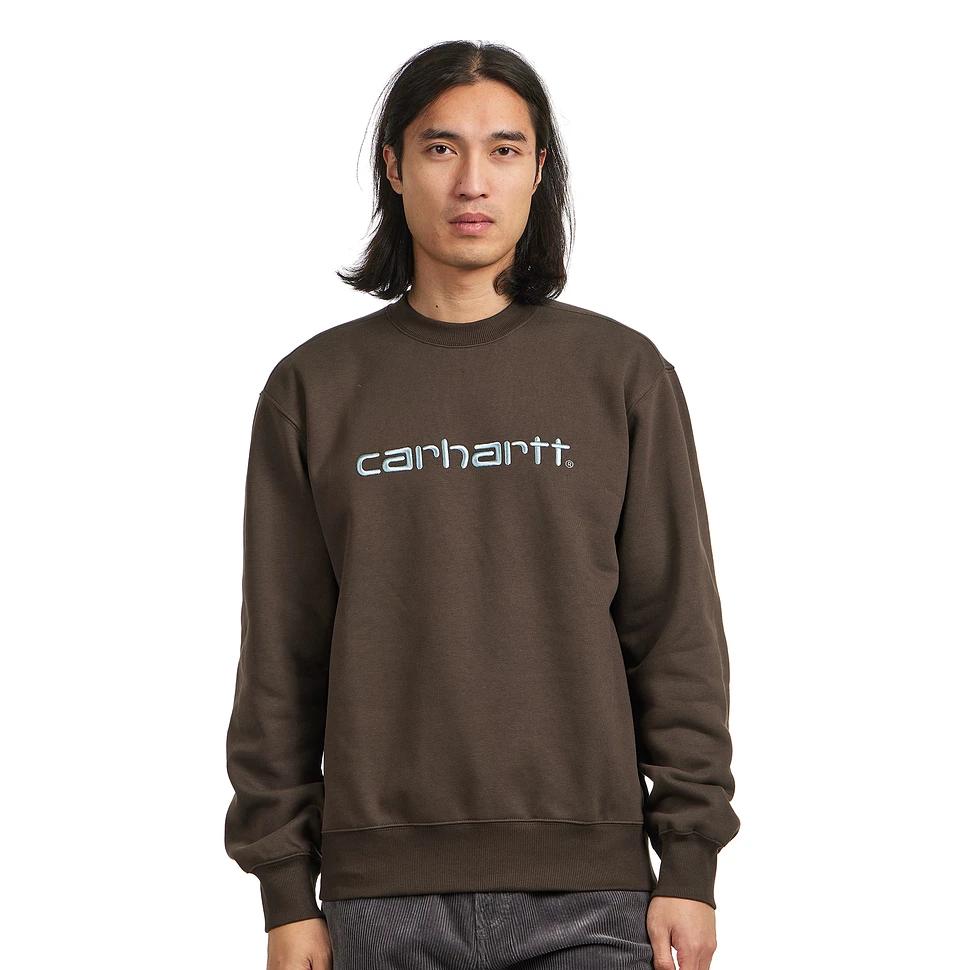 Carhartt WIP Embroidered Logo Loose Fit Crew Neck Long Sleeve Sweatshirt Men Sweatshirt Brown I030546-2QG-XX