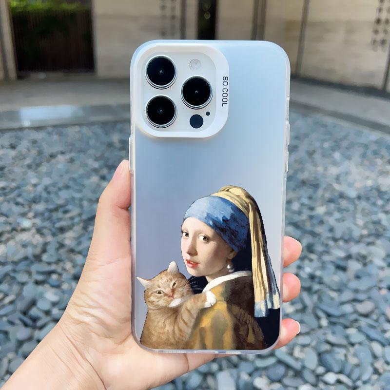 Art Aesthetic David Mona Lisa Phone Case For iPhone 16 15 14 13 Pro Max Mini 15 14 Plus 12 11 Pro Max Shockproof Laser Cover