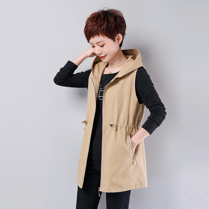 Damenweste Oberbekleidung Mittleres Alter Locker Kapuzenweste Jacke Frauen Lässige Oberteile