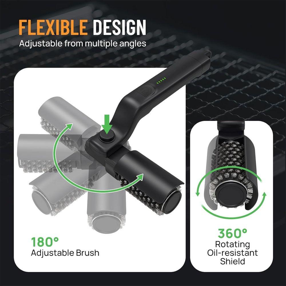 Stainless Steel Electric Wireless Rotary Grill Brush 3-Speed 180° Adjustable Wireless Grill Brush with Gloves BBQ Cleaner Brush