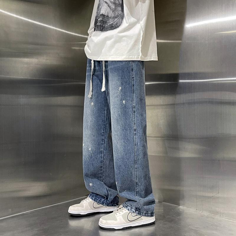 Мужские прямые джинсы JYL Осень Винтаж Свободные Широкие Американский Повседневный Деним XL бездна