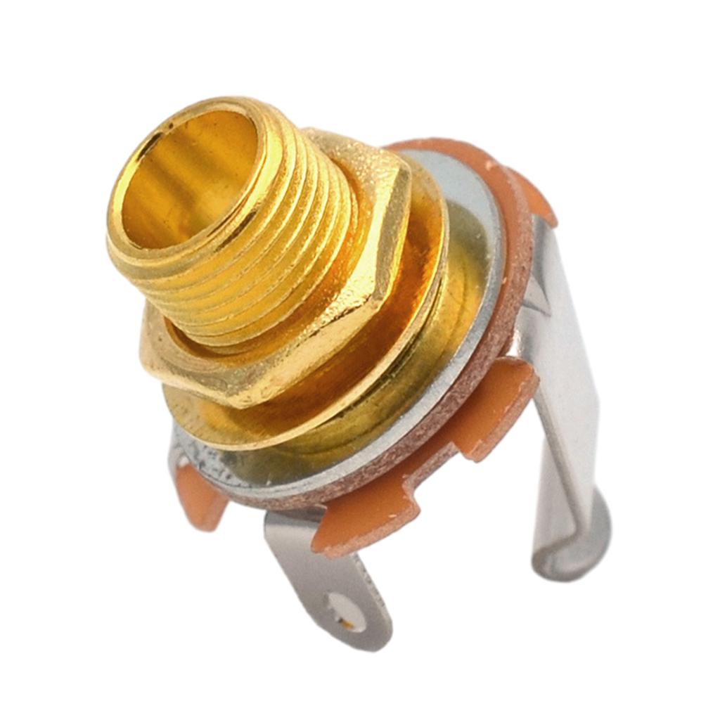 Guitar 1/4Inch (6.35mm) Mono Jacks Socket Chrome Nut and Washer, Electric Guitar Input Jacks For Electric Guitar Bass