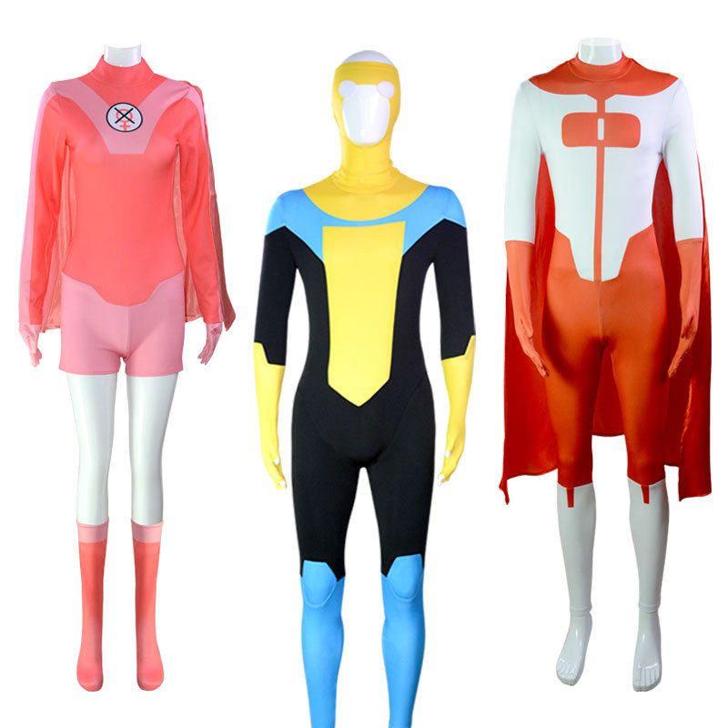 Invincible Kid Cosplay Costume Invincible Hero Cosplay Jumpsuit with Cape in Stock