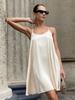 Bornladies 2026 Spring Summer New Dress Women Simple Strap Sexy Satin Backless Apricot Short Dress