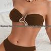 2025 Luxe Gold U-Shaped Bikini for Big Busts - European & American Sexy High-End Swimwear