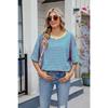Spring and Summer New Women's Striped Contrasting Loose Short Sleeved T-shirt Top