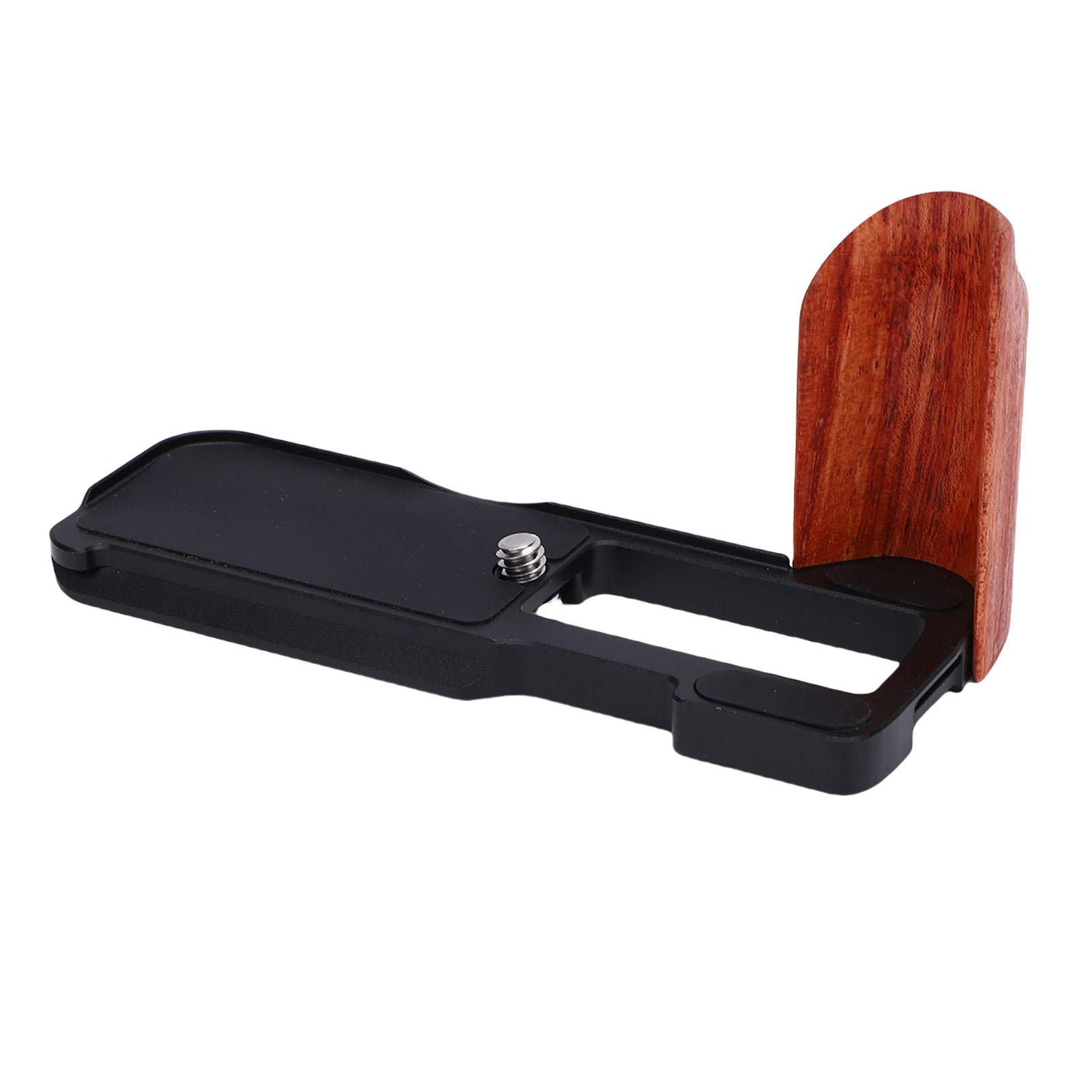 

L Bracket Fit for V1 Cameras Aluminum Quick Release Plate L Shape Handgrip with Wood Grip 1Celsius4 Inch Threaded Hole Support for Arca Trip