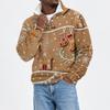 Herren Flanell Sweatshirt mit Stehkragen und Weihnachtsdruck für Freizeitkleidung an den Feiertagen