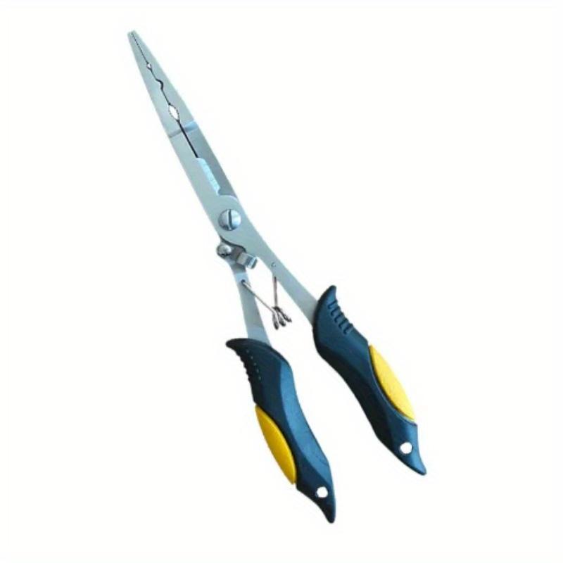 11.8in Multifunctional Luya Pliers Stainless Steel Fishing Pliers Fishing Accessories Fish Mouth Pliers Hook with Rubber Handle