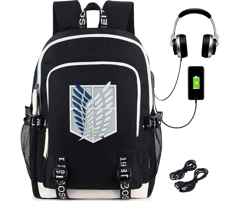 Anime Backpack Outdoor Male And Female Students Headphones Schoolbag Usb Backpack
