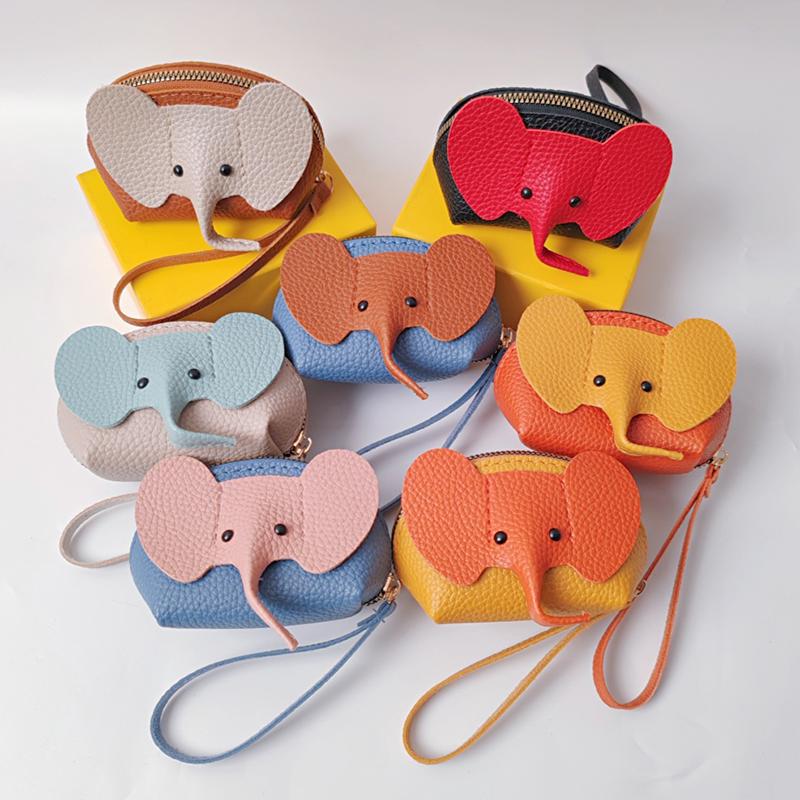 Pu Leather Baby Elephant Coin Purse Women'S Bag Pendant Creative Card Holder Storage Lipstick Envelope Zipper Money Bag