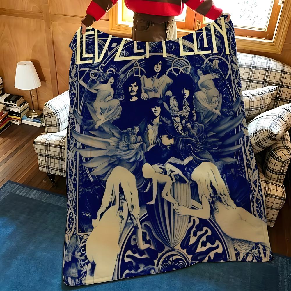 Muzyczna Koc L-Led Z-Zeppelin Nadziany Flanelowy Koc Odpowiedni do Kanap Łóżek Biur Podróży Krzeseł Kempingowych