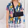 Women Post Surgery Shirt Striped Print Button Down Short Sleeve Four Pocket Top Lightweight Comfortable Fit Casual Wear